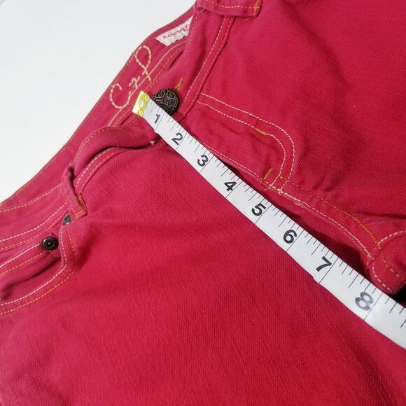 Y2K Chip & Pepper C7P Laguna Beach Flare Red Denim Wide Leg Low Rise - Picture 8 of 13